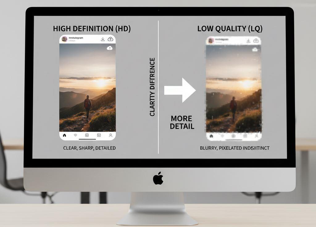Download story insta quality comparison between compressed and HD formats