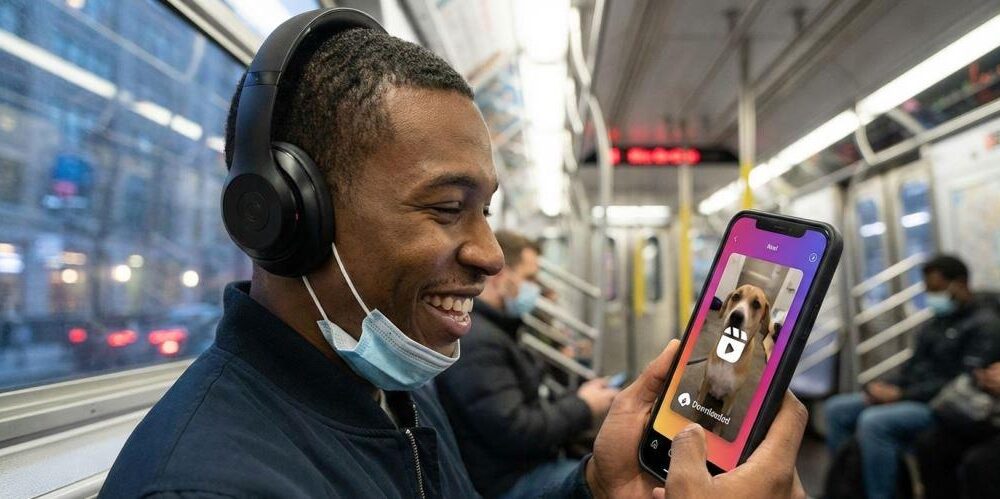 User enjoying a downloaded Facebook Reel offline on a mobile device in 2026