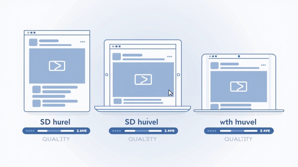 Multiple devices showing Facebook Live video in different quality settings with download progress bars