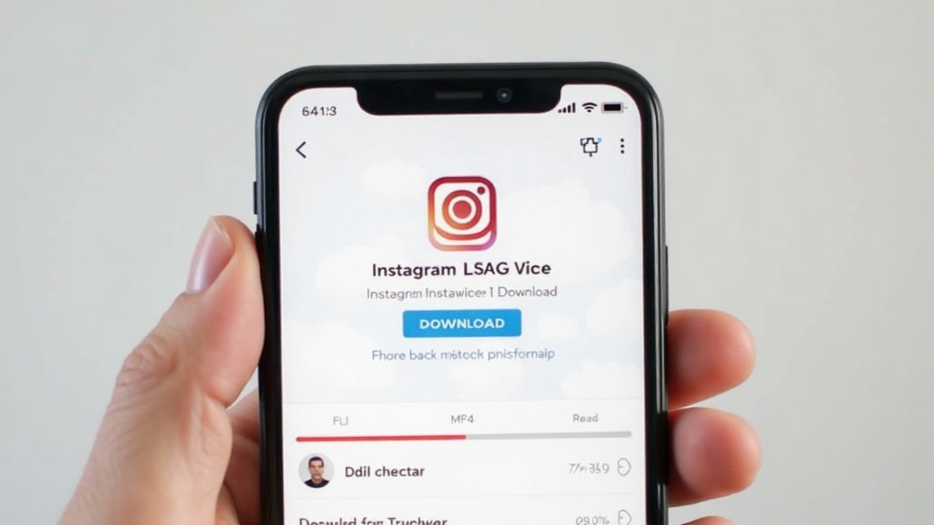 Mobile phone showing Instagram video download app interface