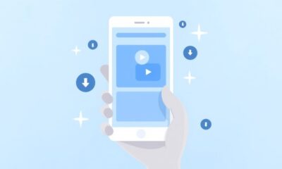 Person watching Facebook Live video on smartphone with save button highlighted